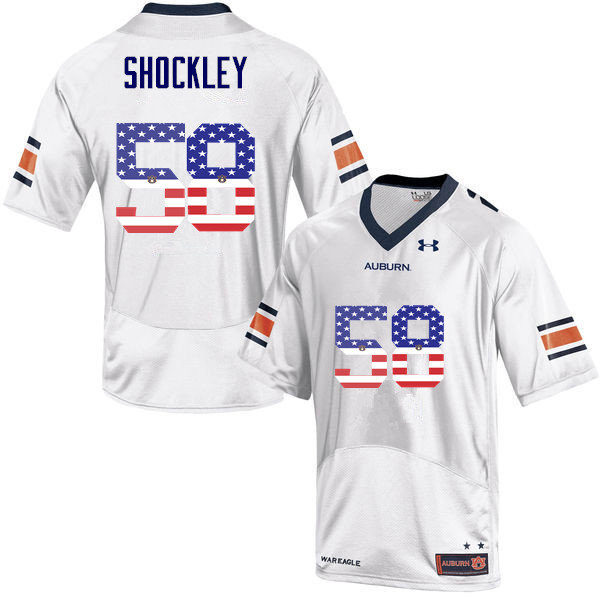 Men #58 Josh Shockley Auburn Tigers USA Flag Fashion College Football Jerseys-White